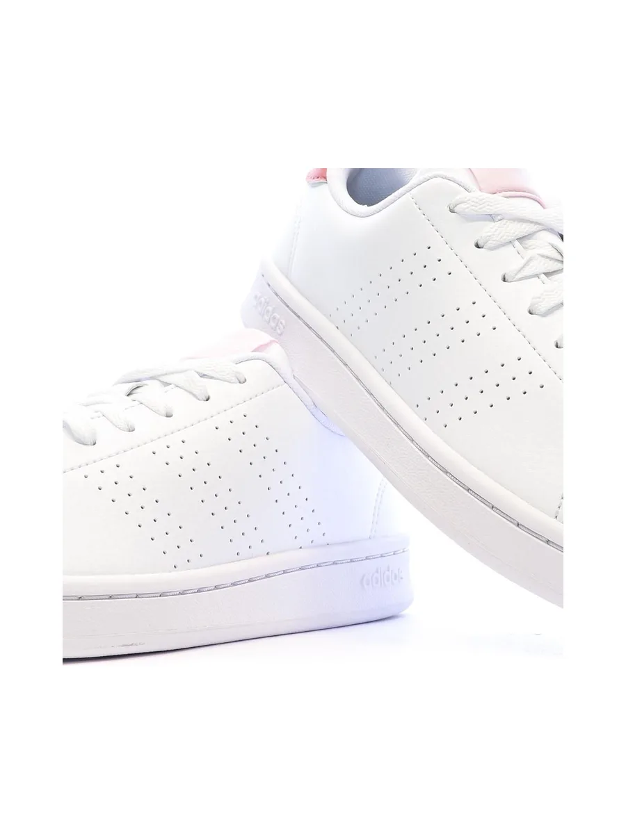 Baskets Blanches/Roses Fille Adidas Advantages 7