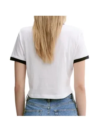 T-Shirt Blanc Femme Calvin Klein Jeans Drapey Jersey 2