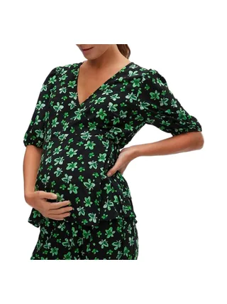 Blouse De Grossesse Vert/Noir Femme Mamalicious Linor 1