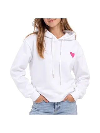 Sweat à Capuche Blanc/Rose Fille PM Mère & Filles Boum Boum 1