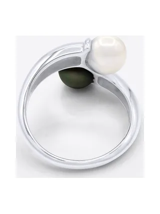 Bague Toi & Moi Véritables Perles de Tahiti 8-9 mm — Argent 925 Millièmes Rhodié 5