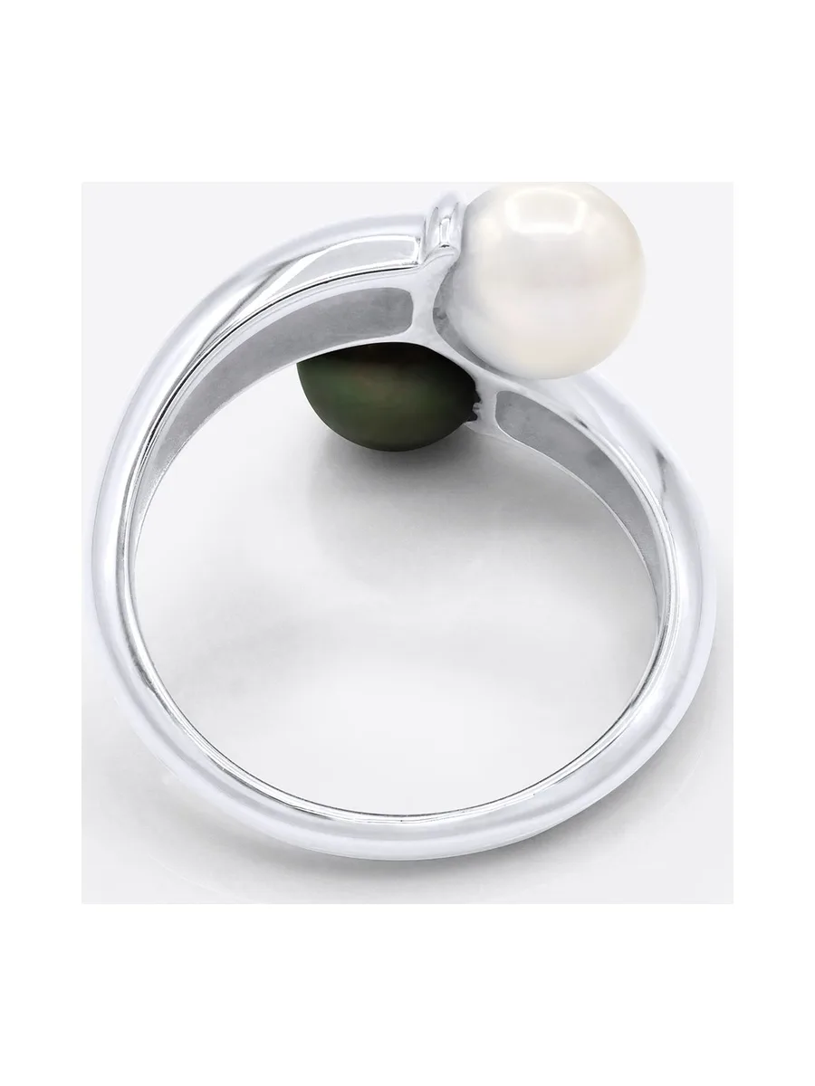 Bague Toi & Moi Véritables Perles de Tahiti 8-9 mm — Argent 925 Millièmes Rhodié 5