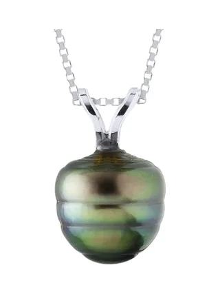 Pendentif Bélière Véritable Perle de Tahiti Cerclée 8-9 mm — Or Jaune 375 Millièmes 1
