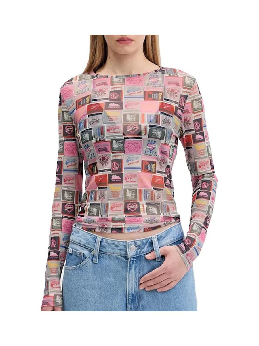 T-shirt Rose à motifs Femme Tommy Hilfiger Tjw Slim Aop 2