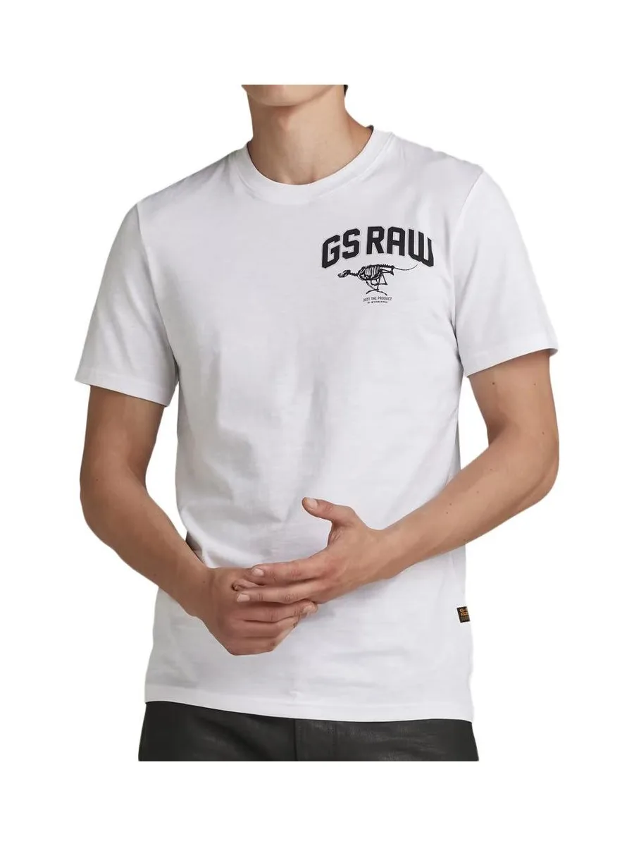 T-shirt Blanc Homme G-Star Raw Skeleton Dog Chest 2