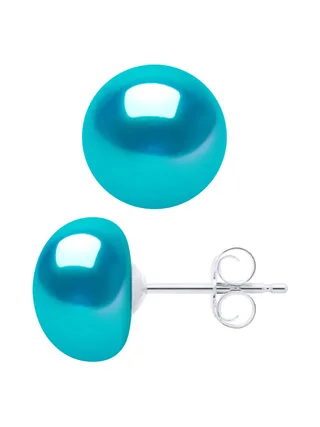 Boucles d'Oreilles Véritables Perles de Culture d'Eau Douce Boutons 9-10 mm — Argent 925 Millièmes 1