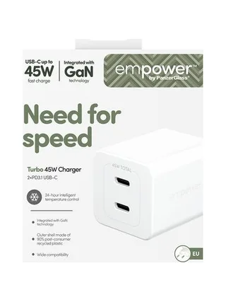 PGE Turbo 45W Charger 2 x USB-C EU White 3
