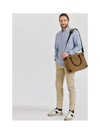 YANN - Sacoche en cuir véritable et toile enduite - Bleu 10