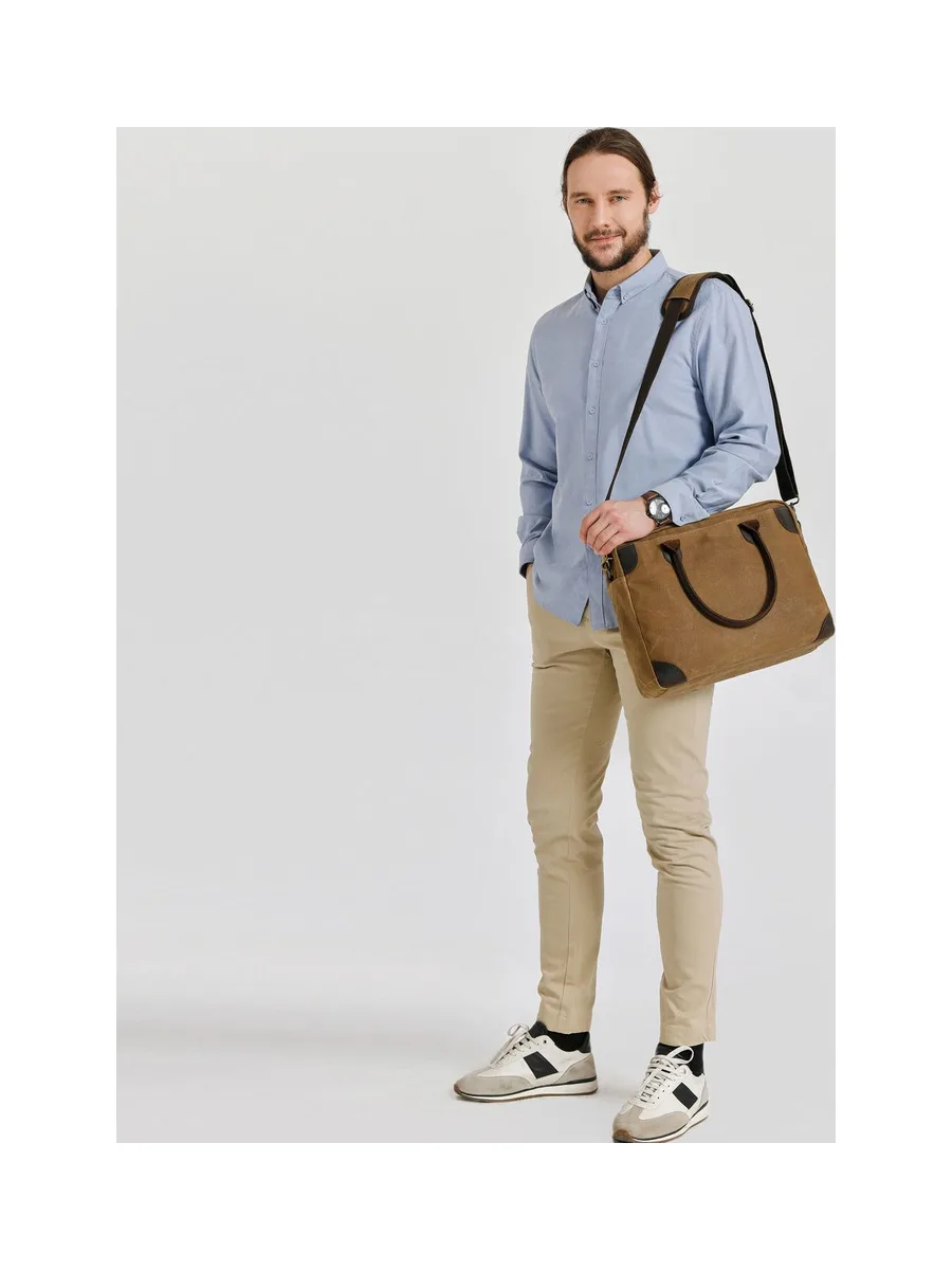 YANN - Sacoche en cuir véritable et toile enduite - Bleu 42
