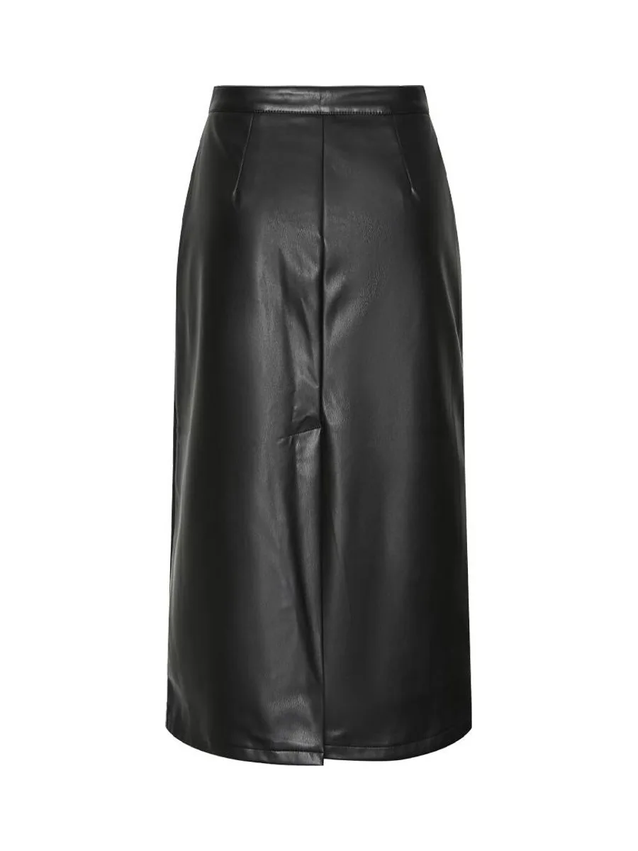 Jupe Simili Cuir Noir Femme Pieces Neeth 2