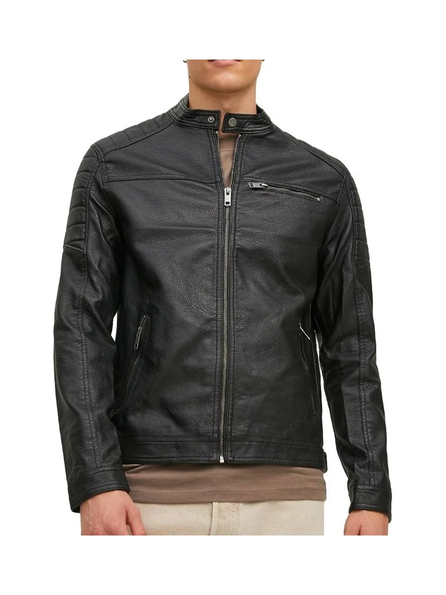 Veste Simili Cuir Noire Homme Jack & Jones Tano 2