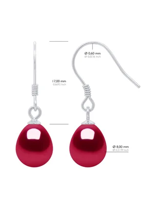 Boucles d'Oreilles Véritables Perles d'Eau Douce Poires 8-9 mm — Argent 925 Millièmes Rhodié 2
