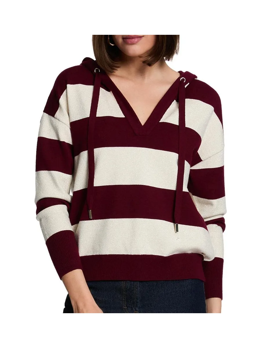 Pull Blanc/Bordeaux Femme Morgan Preppy 2