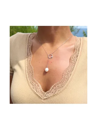 Collier Maille Forçat Véritables Perles d'Eau Douce 9 mm — Argent 925 Millièmes Rhodié — 42 cm 3
