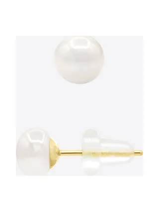 Boucles d'Oreilles Véritables Perles d'Eau Douce Bouton 5-6 mm — Or 375 Millièmes 5