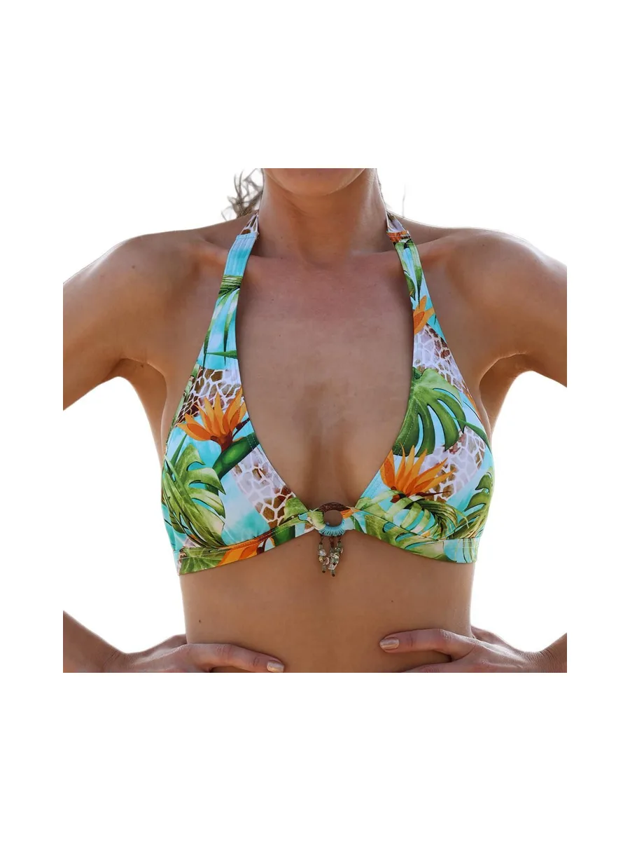 Haut de Bikini Vert/Bleu Femme Garin de Sable Triangle Mousse 2