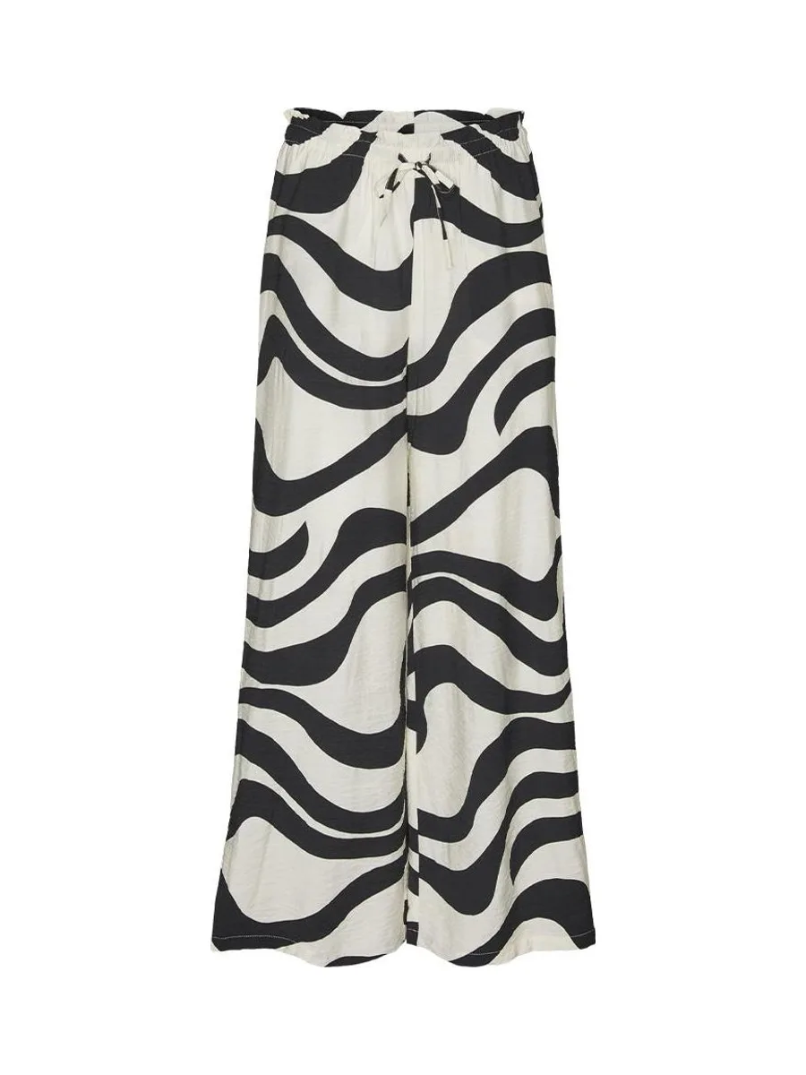 Pantalon fluide Beige/Noir Femme Vero Moda Lea 2