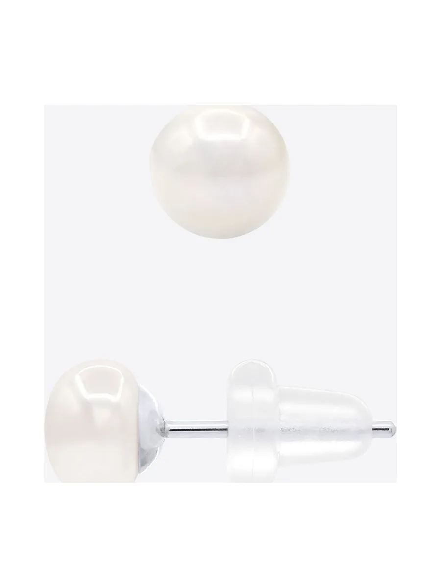 Boucles d'Oreilles Véritables Perles d'Eau Douce Bouton 5-6 mm — Or 375 Millièmes 5