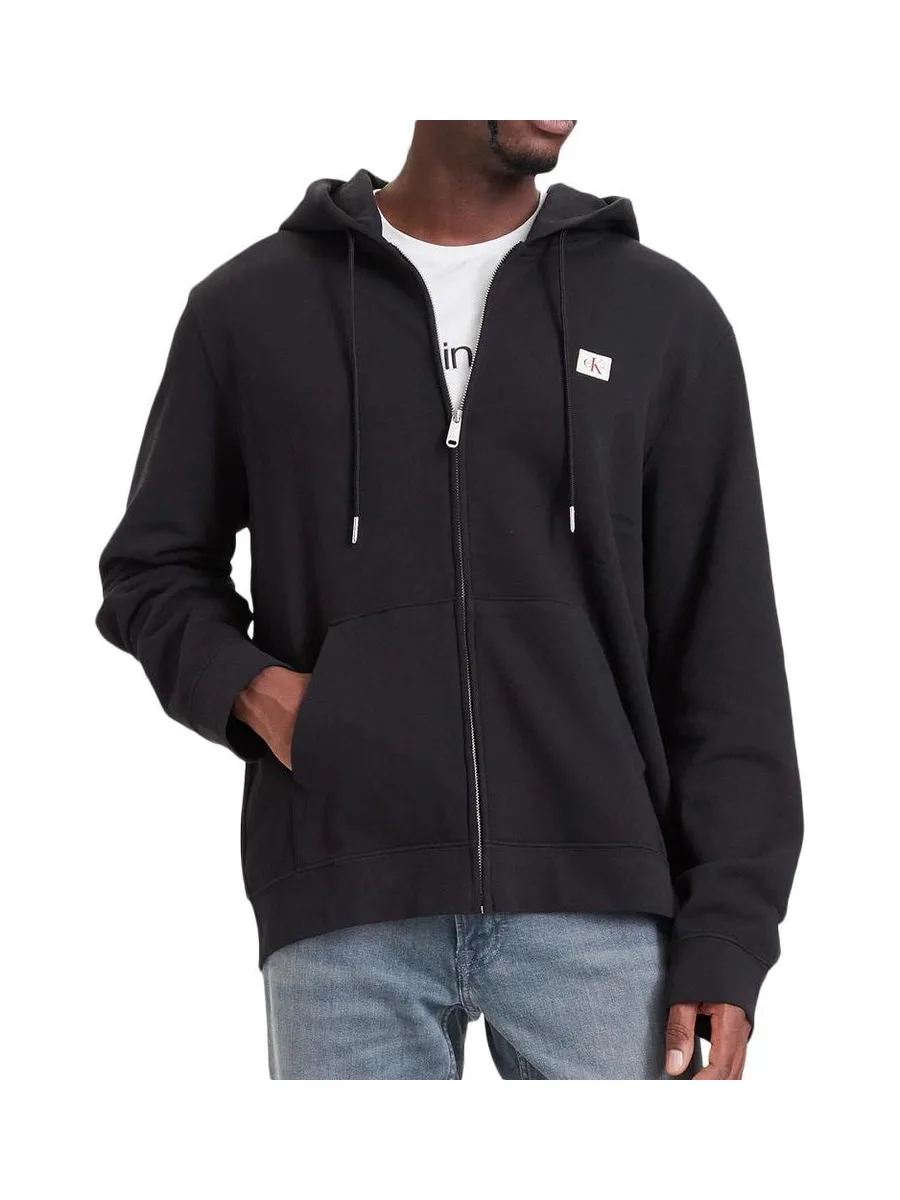 Sweat Zippé Noir Homme Calvin Klein Jeans Badge 2
