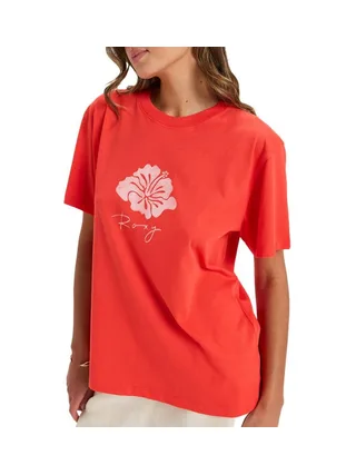 T-Shirt Rouge Femme Roxy Hangloose 1