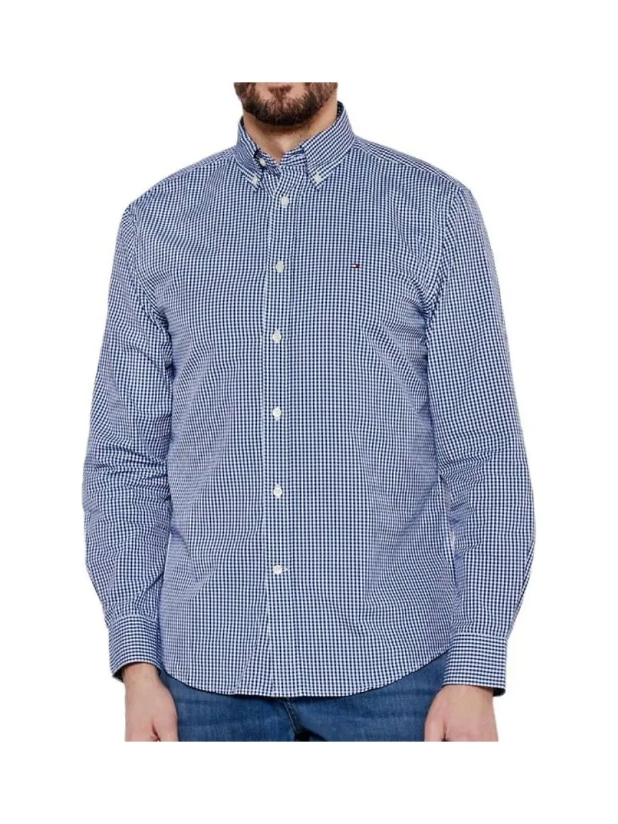 Chemise à Carreaux Bleu Homme Tommy Hilfiger Flex Poplin Gingham 2