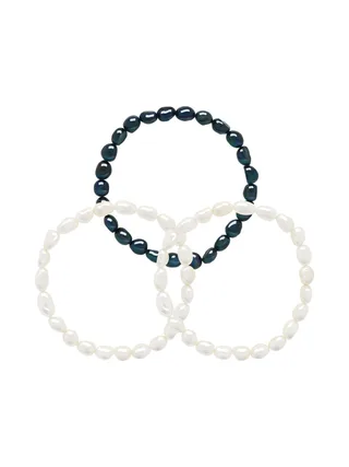 Ensemble de 3 Bracelets Véritables Perles de Culture d'Eau Douce Baroques 6-7 mm — 18 cm 1