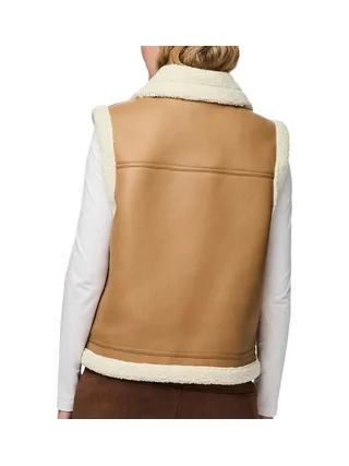 Veste Bombardier Sans Manches Camel Femme Pieces Janelle Teddy 2