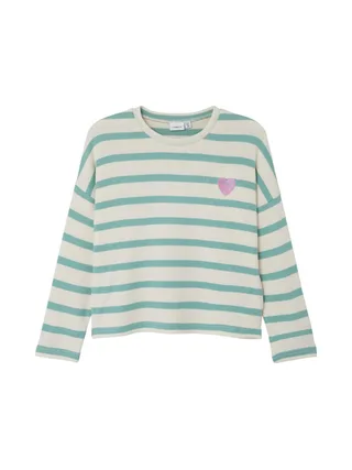 Pull Beige/Vert à rayures Fille Name It Follina 1