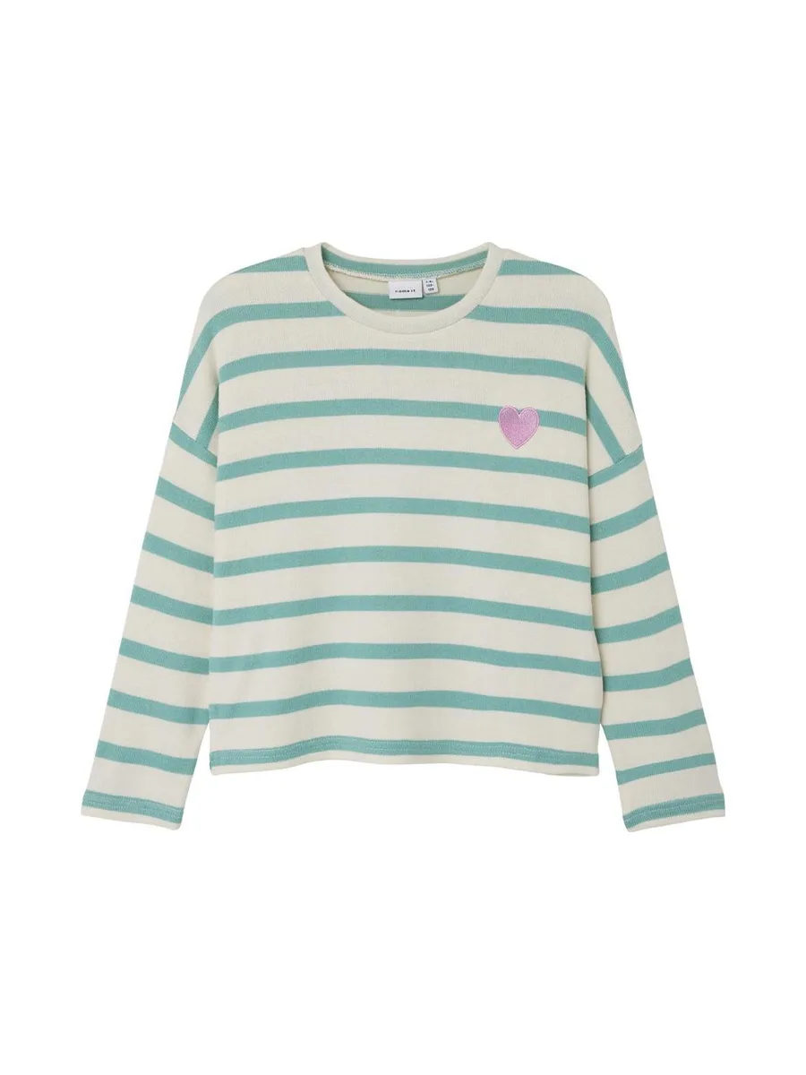 Pull Beige/Vert à rayures Fille Name It Follina 1