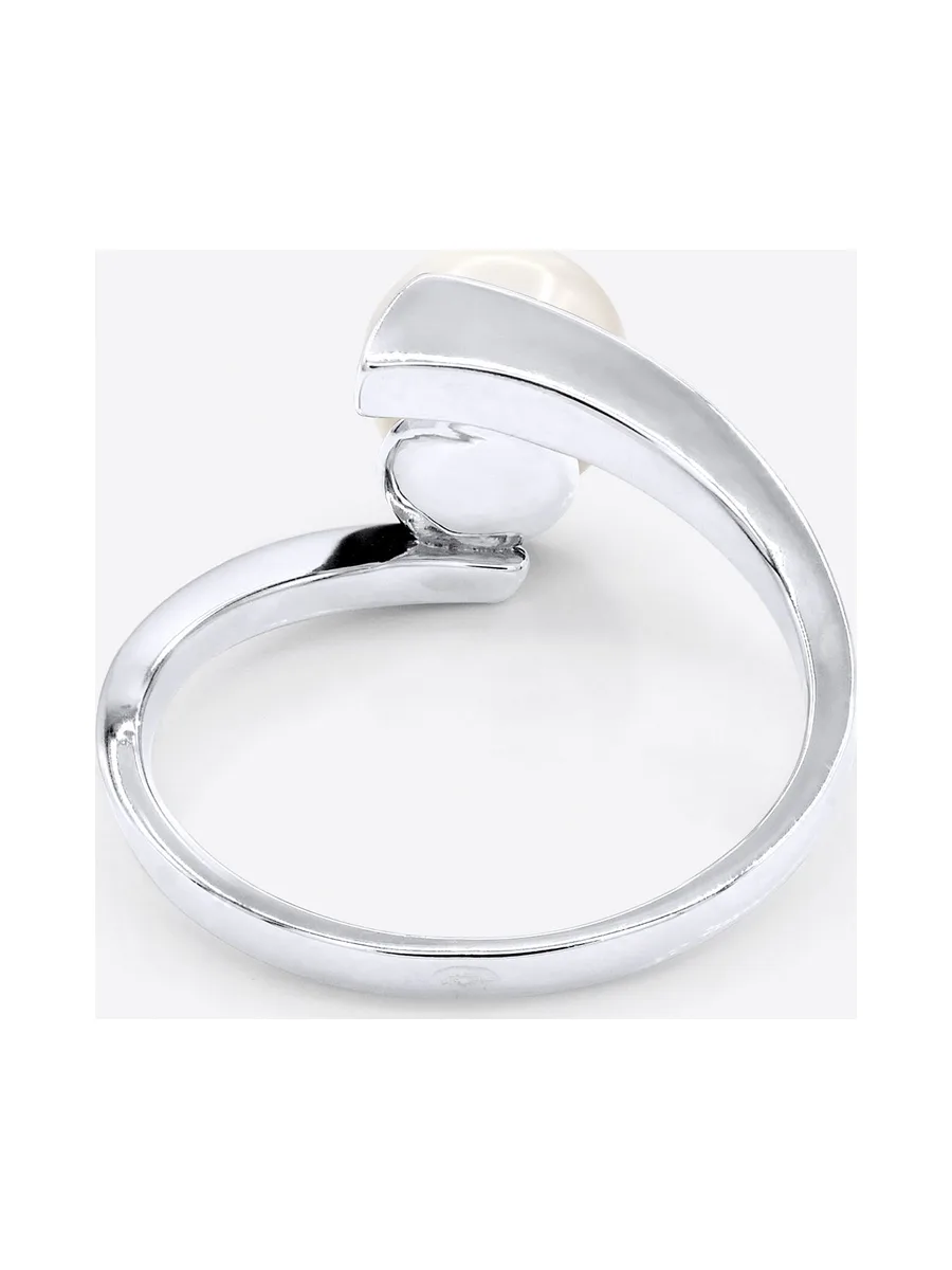 Bague Jonc Véritable Perle d'Eau Douce Ronde 7-8 mm — Argent 925 Millièmes Rhodié 6