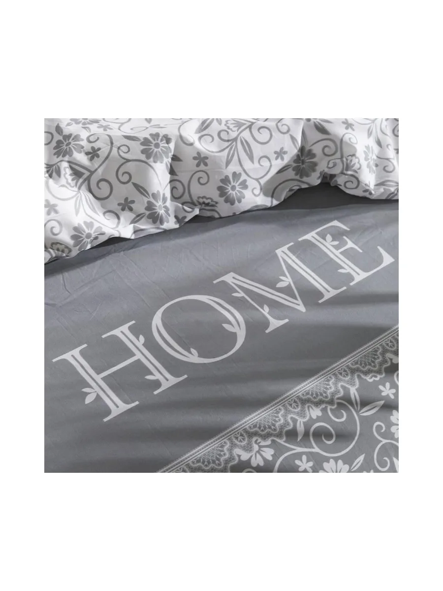 Parure de lit coton uni CHARME Gris Today 220x240 4