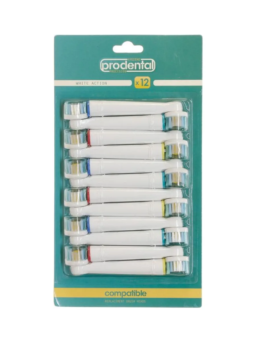 x12 Brossettes de Rechange Rotative Prodental White Action 1