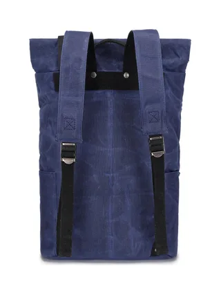 JACK - Sac à dos en cuir véritable et toile enduite - Bleu 4