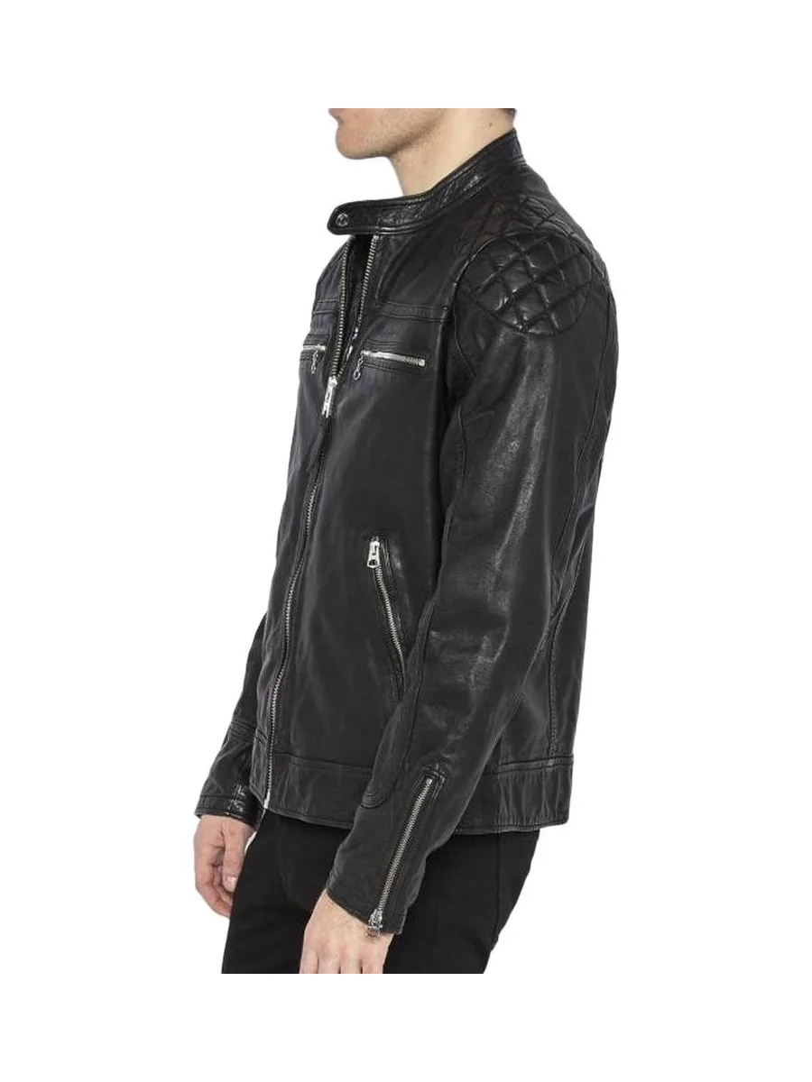 Blouson en Cuir Noir Homme Schott LCSPYDER25 3