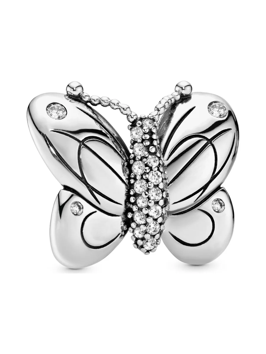 Pandora - Charm Papillon Oversized in 4 flush-set 21 perle-set silicone grip 1