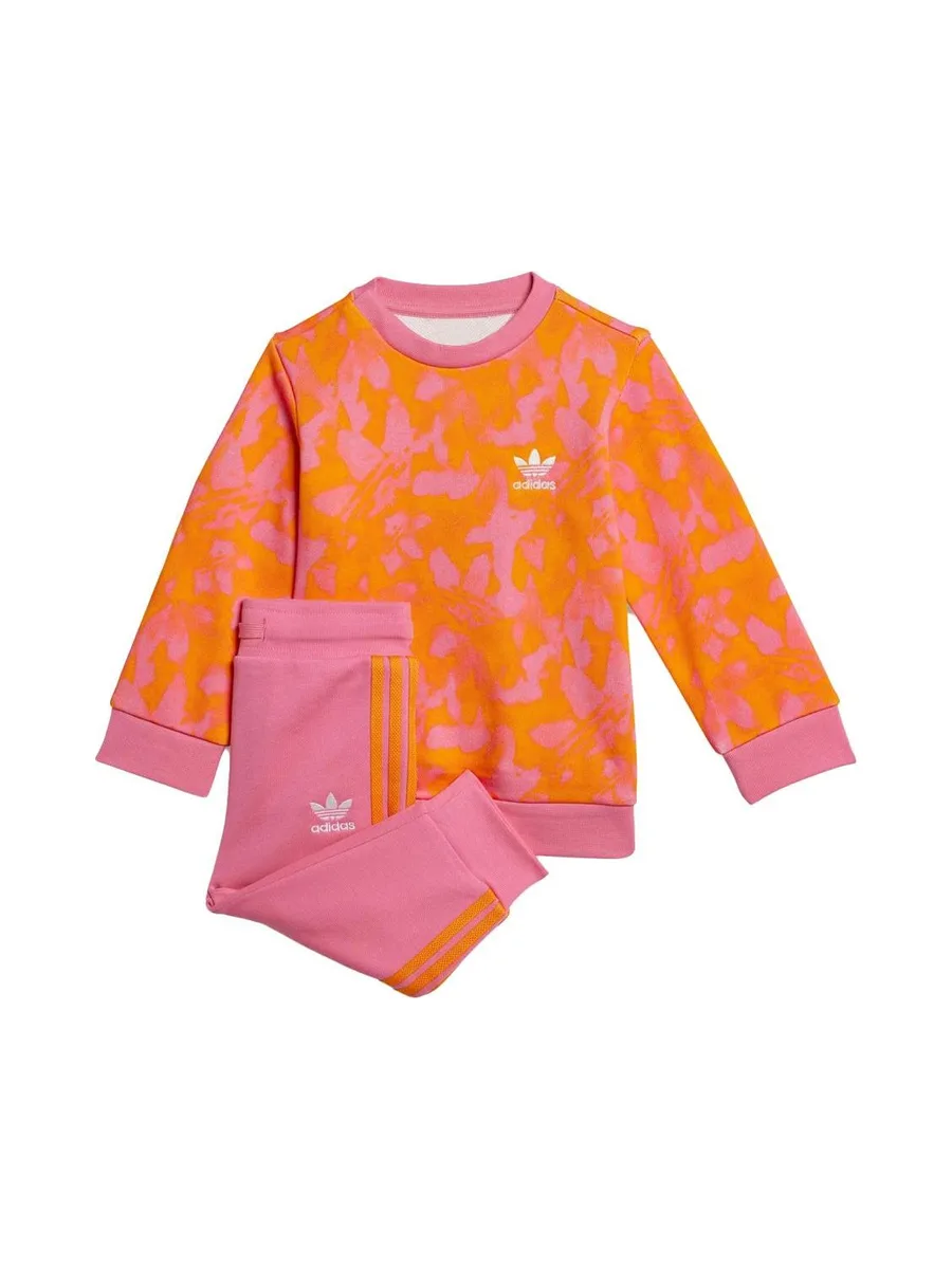 Survêtement Orange/Rose Fille Adidas Crew Set 2