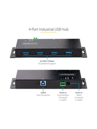 4-Port Industrial USB 3.0 Hub Metal 9