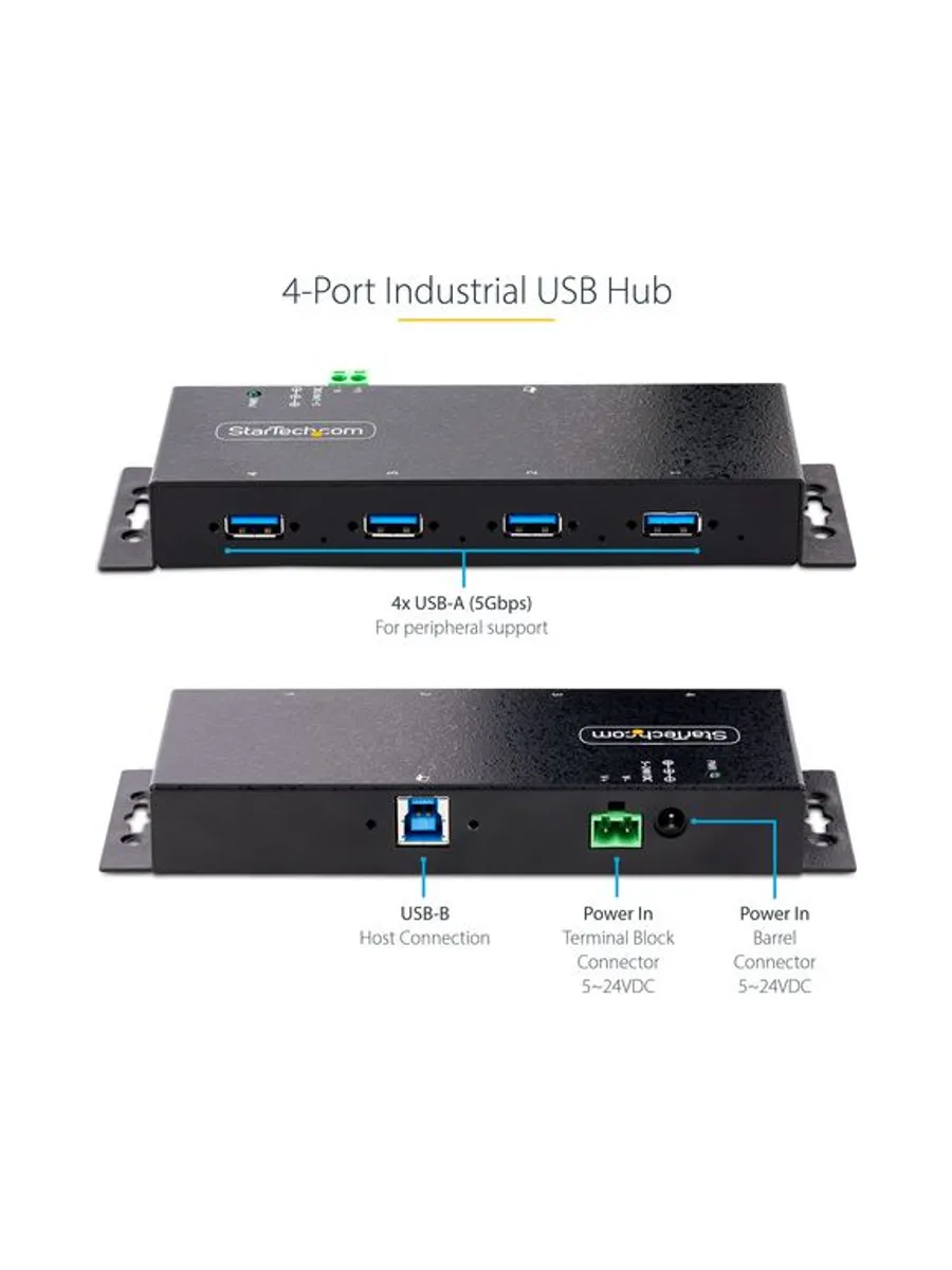 4-Port Industrial USB 3.0 Hub Metal 9