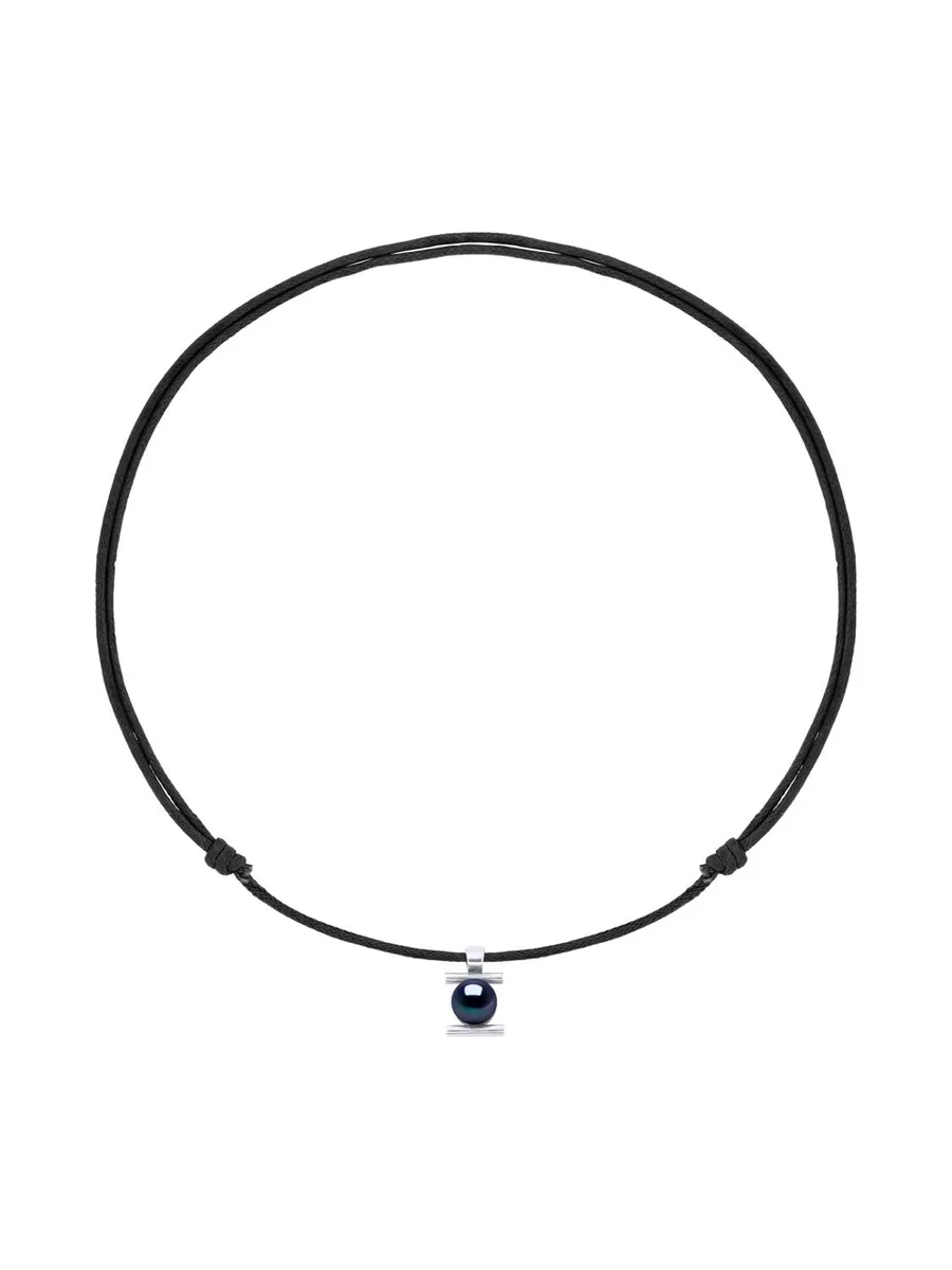 Collier Véritable Perle d'Eau Douce Ronde 9-10 mm — Argent 925 Millièmes Rhodié — 50 cm — Homme 2