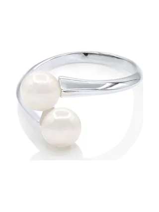 Bague Toi & Moi Véritables Perles d'Eau Douce Rondes 6-7 mm — Argent 925 Millièmes Rhodié 1