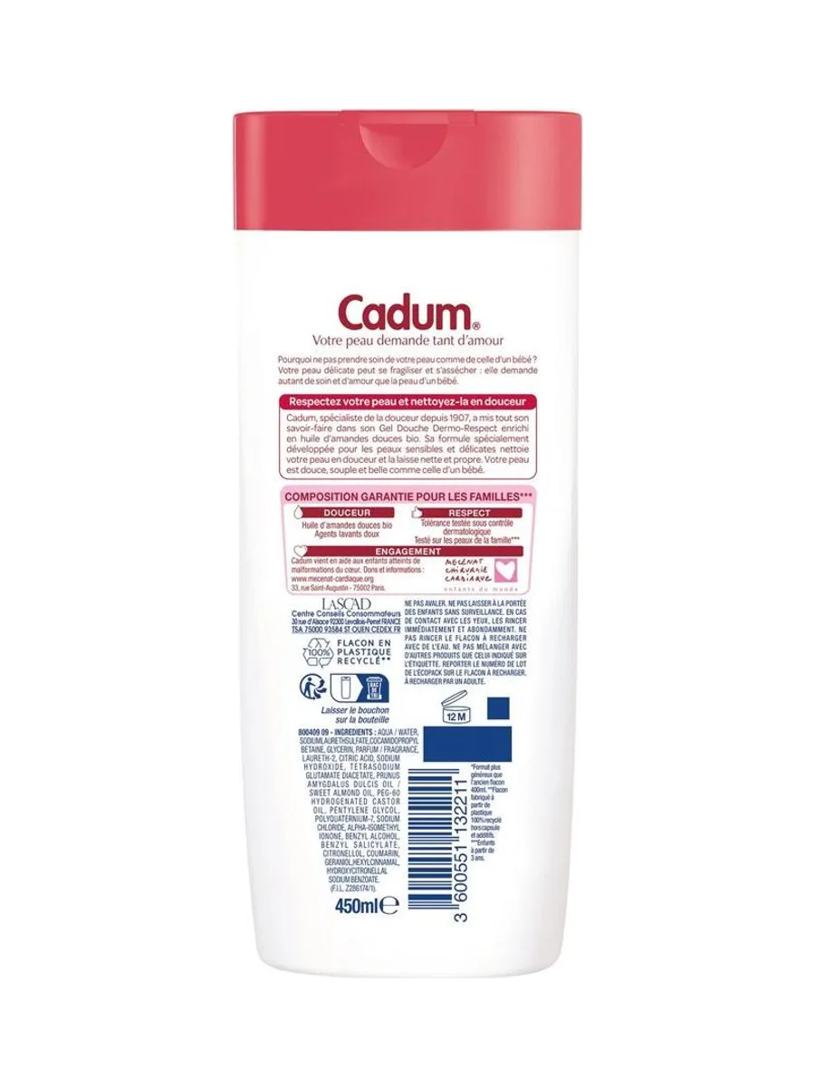 Gel Douche Dermo-Respect Sans Savon Cadum 450ml 3