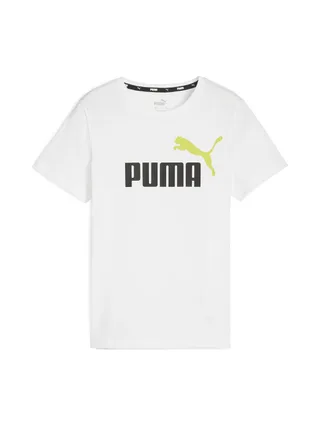 T-shirt Blanc/Vert Garçon Puma Ess+ 2 Col Logo 1