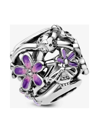 Pandora - Charm Marguerite Purple shaded émaillé en argent sterling rose 3
