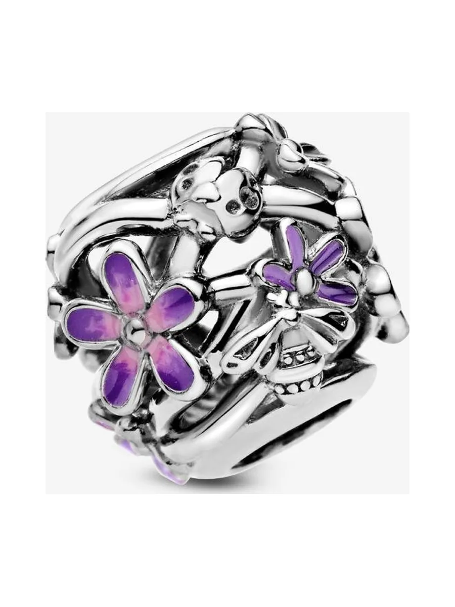Pandora - Charm Marguerite Purple shaded émaillé en argent sterling rose 3