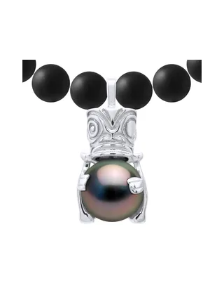 Collier Perles de Tahiti Rondes 9-10 mm — Argent 925 Millièmes — 50 cm — Homme 1