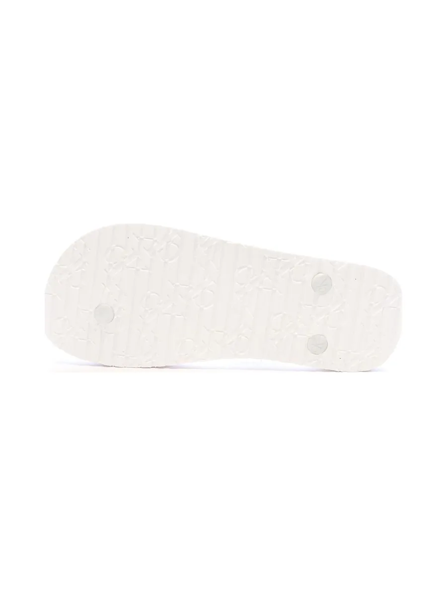 Tongs Blanches Femme Calvin Klein Jeans Flip Flop Tpu Metall 3