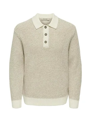 Polo Manches Longues Beige Homme Only & Sons Salf 1