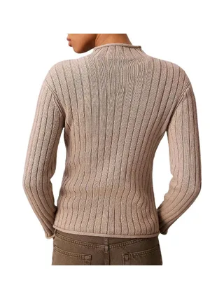 Pull Beige Foncé Femme Calvin Klein Jeans Woven Label 2