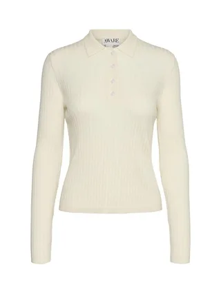 Polo Manches Longues Écru Femme Vero Moda Mohana 3
