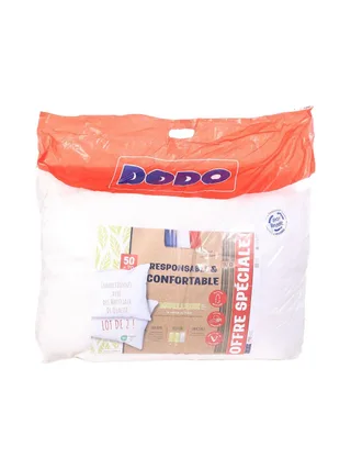 X2 Oreillers Blanc Dodo Confort 50x70 cm 1